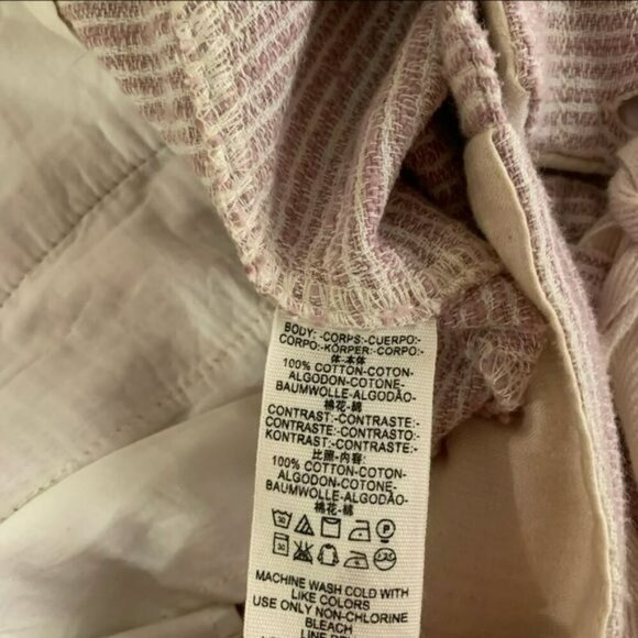 Free people seersucker blush pink and cream striped paper bag pants -2 - Picture 6 of 7